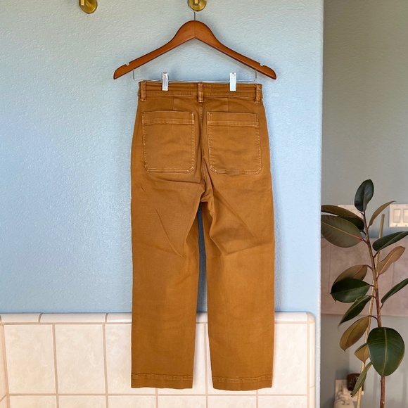 EVERLANE Straight Leg Twill Crop Pants in Mustard Gold Brown, Size 4 - Picture 3 of 8